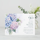 Invitation Fête d'anniversaire 90 ans aux Hydrangeas Bleus Ro (Debout devant)