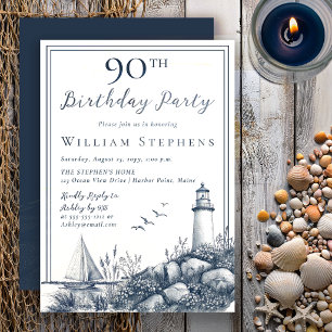Invitation Fête d'anniversaire 90 ans du phare côtier élégant