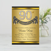 Invitation Fête d'anniversaire 90 ans en or (Debout devant)