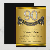 Invitation Fête d'anniversaire 90 ans en or (Devant / Derrière)