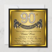 Invitation Fête d'anniversaire 90 ans en or (Devant)