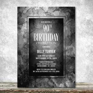 Invitation Fête d'anniversaire 90 ans en pierre grise ardoise
