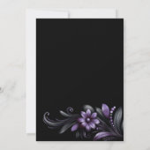 Invitation Fête d'anniversaire 90 ans Fleurs Noir Violet (Dos)