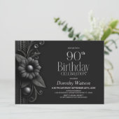 Invitation Fête d'anniversaire 90 ans Grey Flower (Debout devant)