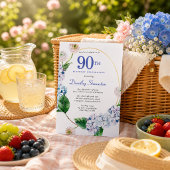 Invitation Fête d'anniversaire 90 ans Hydrangea Rose 