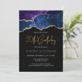 Invitation Fête d'anniversaire 90 ans Starry Gold Agate Geode (Debout devant)