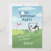 Invitation Fête d'anniversaire 90 ans thème golf masculin (Dos)