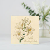 Invitation Fête d'anniversaire 90e Chic Vintage Lily Fleurs (Debout devant)