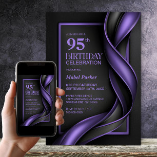 Invitation Fête d'anniversaire 95 ans moderne noir et violet