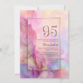 Invitation Fête d'anniversaire 95 ans rose et or (Devant)