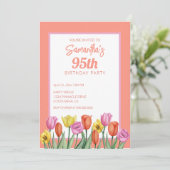 Invitation Fête d'anniversaire 95 ans thème floral (Debout devant)
