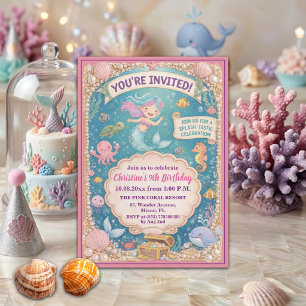 Invitation Fête d'anniversaire 9 ans de sirène sous la mer am