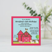 Invitation Fête d'anniversaire à Barnyard / Animaux de ferme (Debout devant)