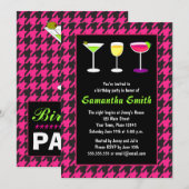 Invitation Fête d'anniversaire à carreaux noir et rose chaud (Devant / Derrière)