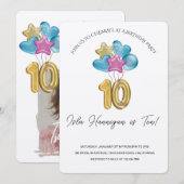Invitation Fête d'anniversaire à deux chiffres (Devant / Derrière)