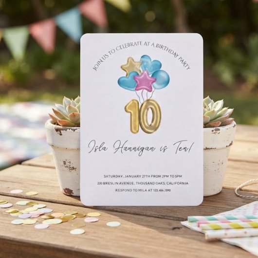 Invitation Fête d'anniversaire à deux chiffres