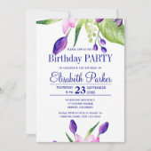 Invitation Fête d'anniversaire à fleurs marine rose pâle (Devant)