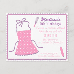 Invitation Fête d'anniversaire à la Cuisine Apron, élégante e