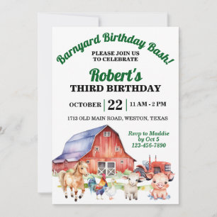 Invitation Fête d'anniversaire à la ferme