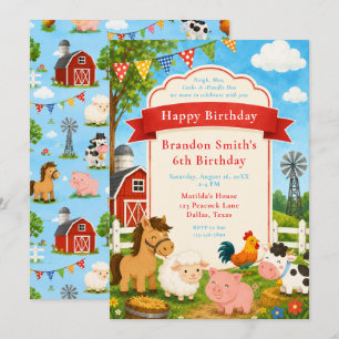 Invitation Fête d'anniversaire à la ferme