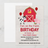 Invitation Fête d'anniversaire à la ferme à carreaux personna (Devant / Derrière)