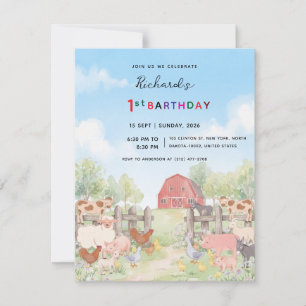 Invitation Fête d'anniversaire à la ferme pour enfants et fêt