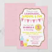 Invitation Fête d'anniversaire à la limonade rose (Devant / Derrière)