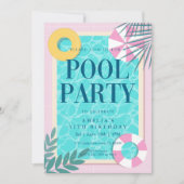 Invitation Fête d'anniversaire à la piscine (Devant)