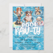 Invitation Fête d'anniversaire à la piscine pour chiots  (Devant)