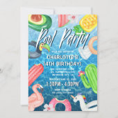 Invitation Fête d'anniversaire à la piscine pour s'amuser l'é (Devant)