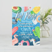 Invitation Fête d'anniversaire à la piscine pour s'amuser l'é (Debout devant)