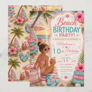 Invitation Fête d'anniversaire à la plage