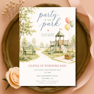 Invitation Fête d'anniversaire à l'aire de jeux dans le parc