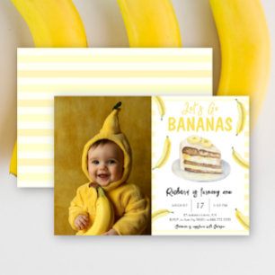 Invitation Fête d'anniversaire à l'aquarelle Allons-y Bananas
