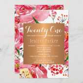 Invitation Fête d'anniversaire à l'aquarelle florale chic gla (Devant / Derrière)