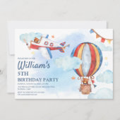 Invitation Fête d'anniversaire à l'aquarelle sur l'aviation v (Devant)