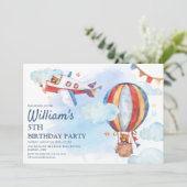 Invitation Fête d'anniversaire à l'aquarelle sur l'aviation v (Debout devant)