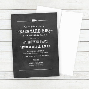 Invitation Fête d'anniversaire à l'ardoise BBQ de jardin