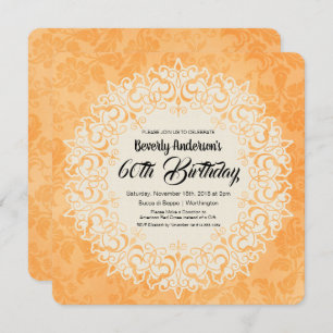 Invitation Fête d'anniversaire à l'élégante Dorade Damask Sty