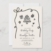 Invitation Fête d'anniversaire à main lunaire (Devant)