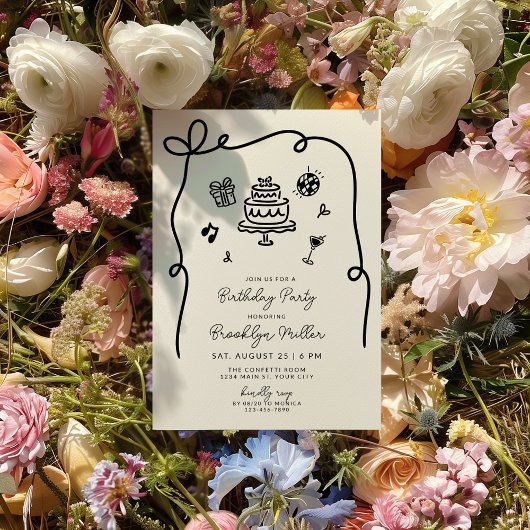 Invitation Fête d'anniversaire à main lunaire