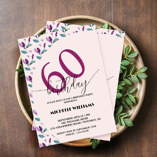 Invitation Fête d'anniversaire à motif floral aquarelle vert