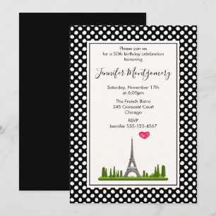 Invitation Fête d'anniversaire à Paris avec la Tour Eiffel