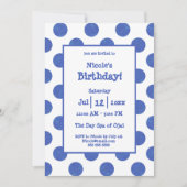 Invitation Fête d'anniversaire à pois bleus (Devant)