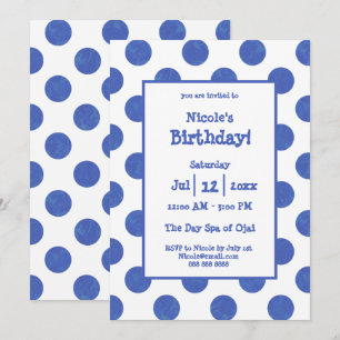 Invitation Fête d'anniversaire à pois bleus