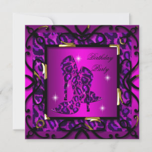 Invitation Fête d'anniversaire à talons hauts floraux rose ch