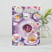 Invitation Fête d'anniversaire à thé (Debout devant)