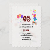 Invitation Fête d'anniversaire à thème de chats (Devant / Derrière)