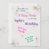 Invitation fête d'anniversaire à thème de la fée des enfants (Devant)