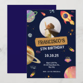 Invitation Fête d'anniversaire à thème de l'espace (Devant / Derrière)